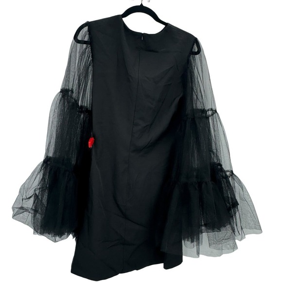 Mac Duggal High Neck Flared Sheer Sleeves Mini Dress Black Size 8 NWT - Picture 8 of 10